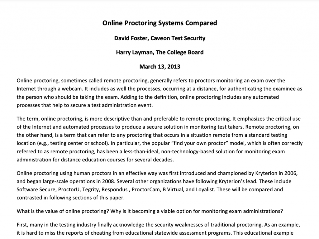 Online Proctoring Systems Compared​: White Paper