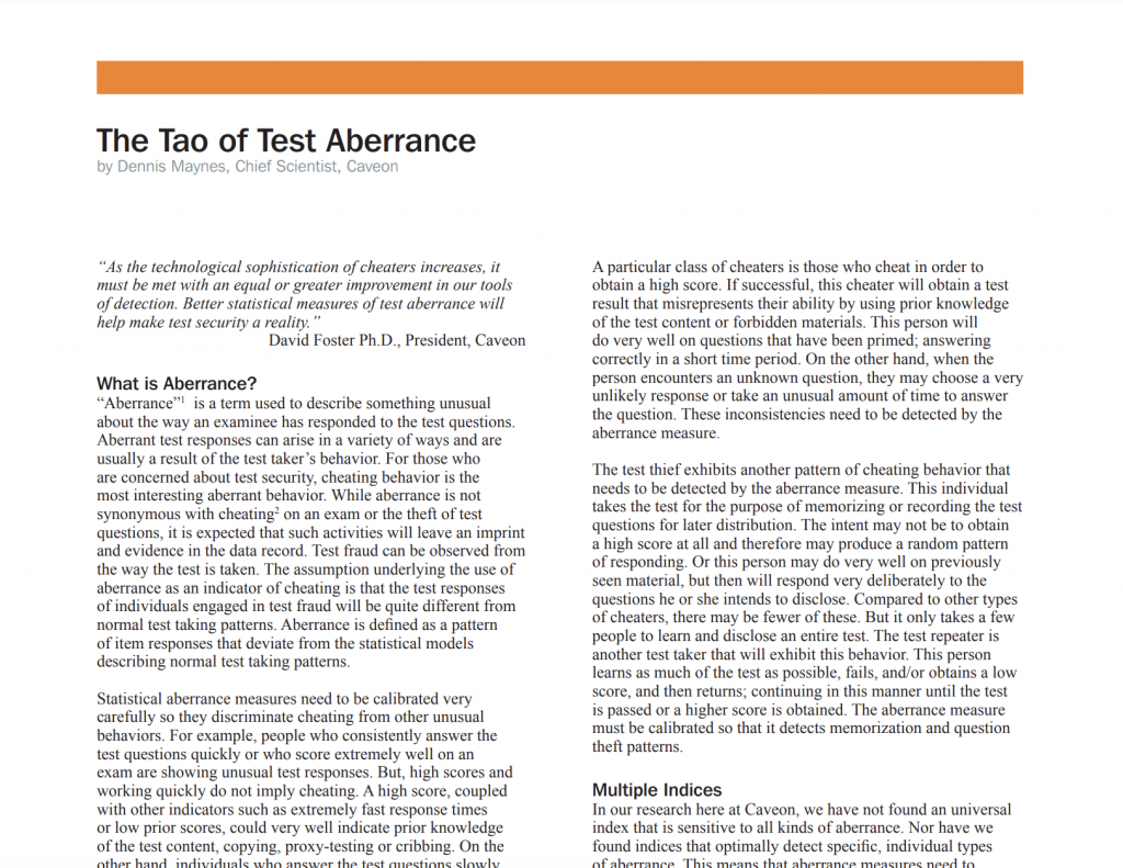 The Tao of Test Aberrance​: White Paper