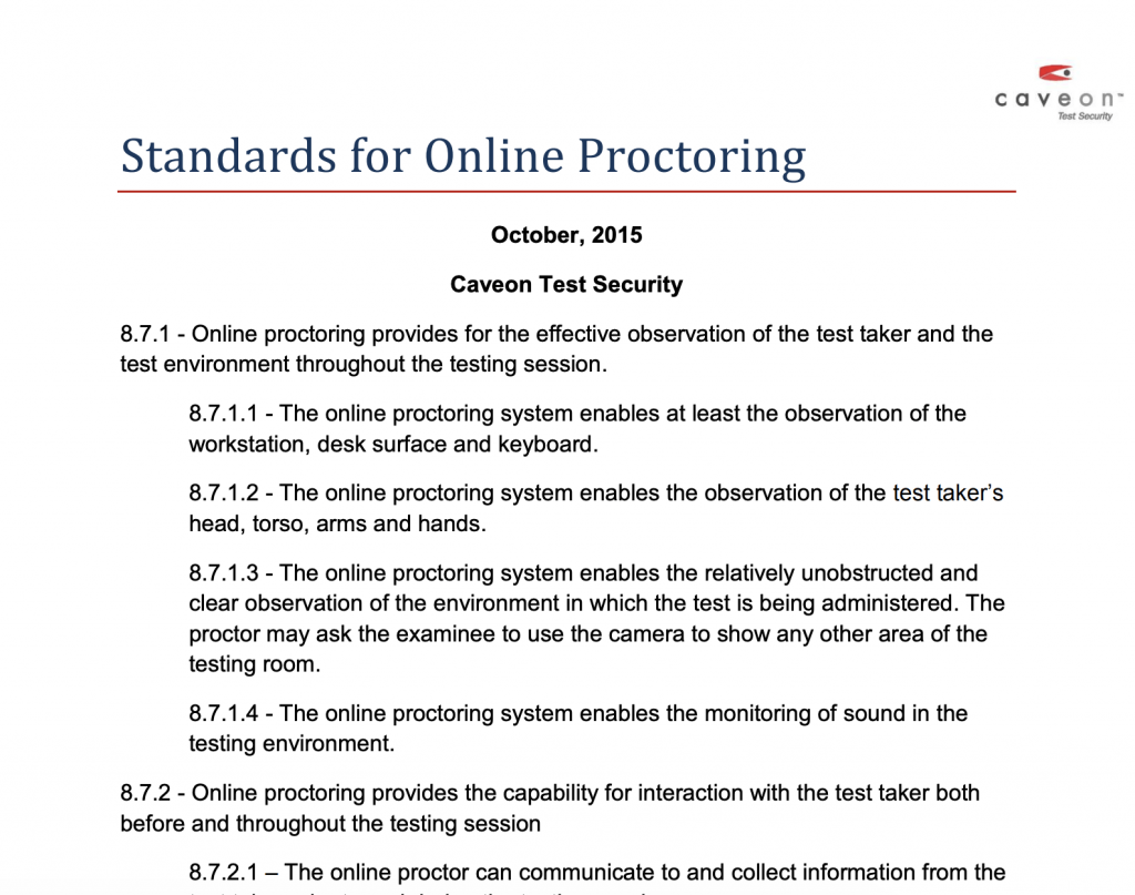 Standards for Online Proctoring: White Paper